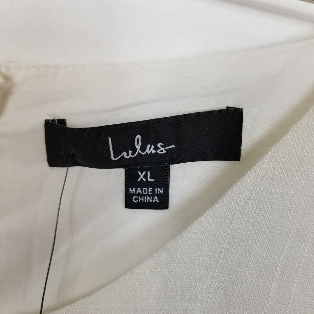 Lulu's Women Stun All Summer White Linen Cutout Tie-Front Midi Dress Size XL‎ - Picture 7 of 10